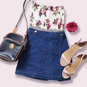 𝅺nwt Champagne Floral Lettuce Hem Cropped Tube Top Size Large